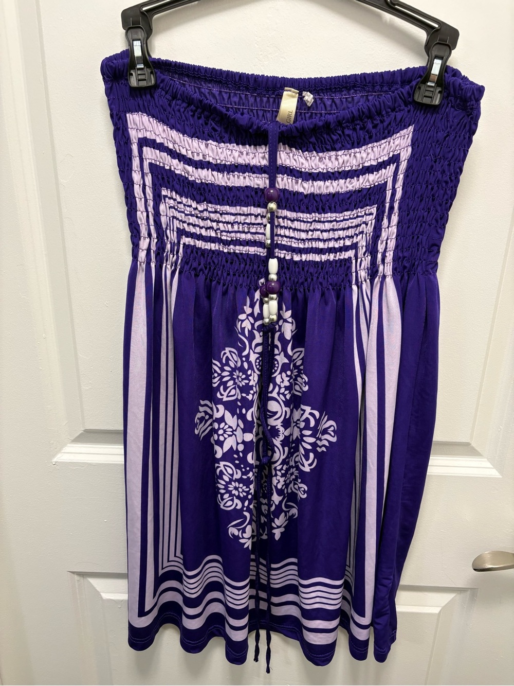 Vintage Girl Purple Strapless Boho Dress or Cover-Up Size S